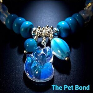 Pet Lovers - Fox Pom Cat!!! Stunning Iridescent Opalite + Blue Howlite Bracelet